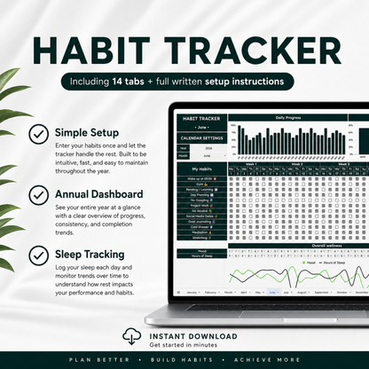 Habit Tracker for Excel & Google Sheets