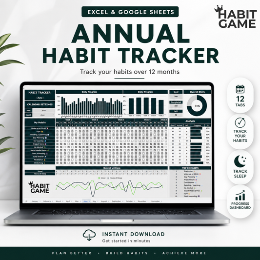 Habit Tracker for Excel & Google Sheets