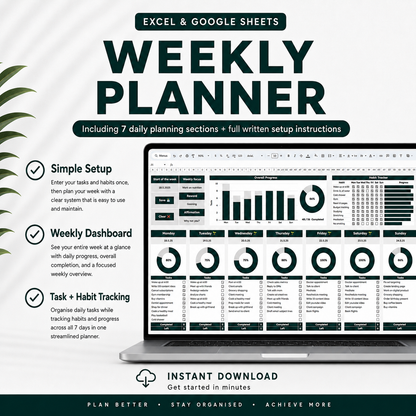 Weekly Planner for Excel & Google Sheets